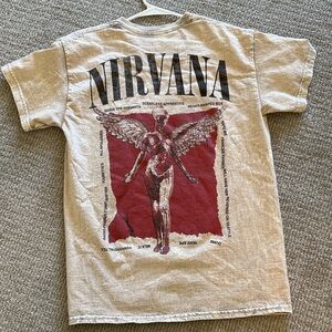 Acid washed NIRVANA Beige and Red Graphic Tee